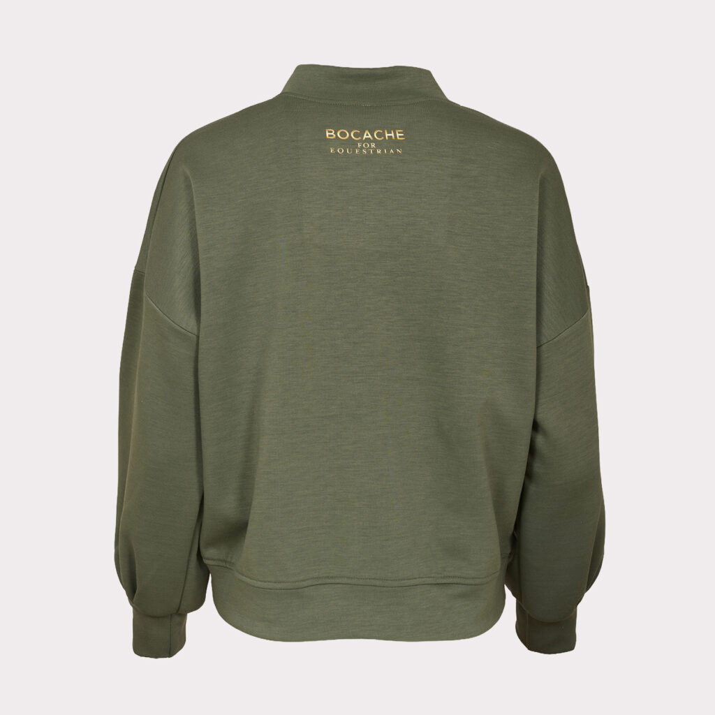 Olive green zip sweatshirt, dettaglio