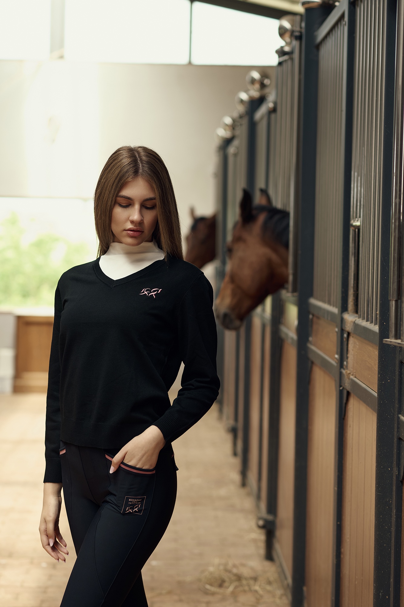 Black Pink V-Neck Sweather