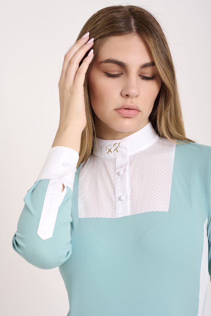 Robin-Blue long sleeves equestrian competition shirt, immagine 3
