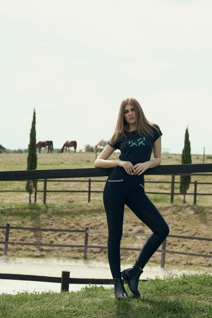 Black Robin-Blue Training Leggings, dettaglio